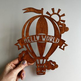 Hőlégballon – fa fali dekor babaszobába
