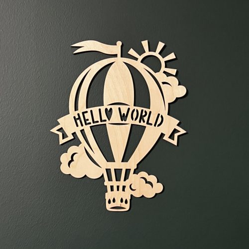 Hőlégballon – fa fali dekor babaszobába